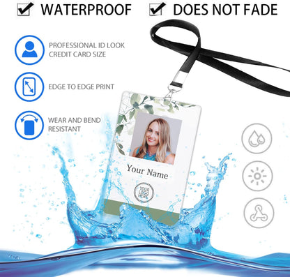 Custom Id Badge, Personalized Employee Photo Identification Card with Lanyard, Durable ID Card for Office Worker Doctor Nurse Student-Vertical-Template7