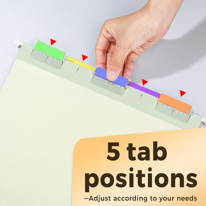 SUNEE 25 Count Hanging File Folders, Pastel Colors, Hanging File Folders Letter Size, Hanging Folders with 1/5-cut Tabs, Designed for Bulky Files, Filing Cabinets, Medical Charts