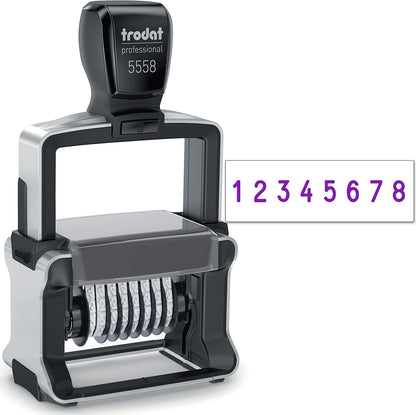 Rubber Stamp Creation Heavy Duty Numberer, 8 Digit Self-Inking Numbering Stamp 5mm Character Height Purple