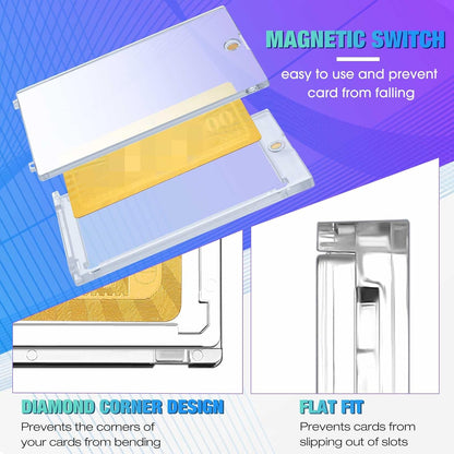 SATINIOR 100 Pcs 100 Pt Magnetic Card Holder, Holder Case Clear Protectors for Thick Baseball Football Hockey Cards