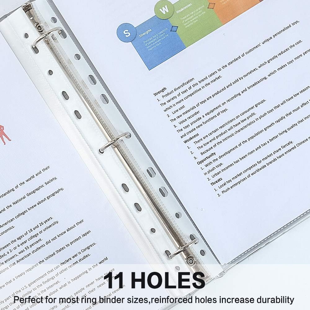 Sheet Protectors, HERKKA 700 Pack Heavy Duty Clear Plastic Page Protectors Sheet Reinforced 11-Hole Fit for 3 Ring Binder Fits Standard 8.5 x 11 Paper, 9.25 x 11.25 Top Loaded, Acid Free