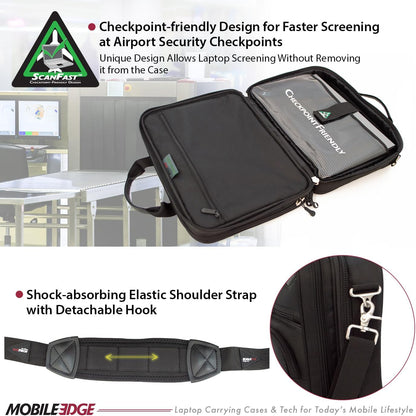 Mobile Edge ScanFast Laptop Briefcase Bag for Men and Women, for 16" PC and Compatible with MacBook 17", TSA Checkpoint Friendly, Black