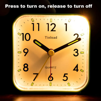 Small Battery Operated Analog Travel Alarm Clock Silent Non Ticking,Gentle Wake, Ascending Beep Sounds, Snooze,Lighted on Demand,Easy Set (Mint Green)