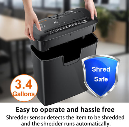 Bonsaii 8-Sheet Strip-Cut Shredder for Home – Compact Home Office Paper Shredder with Overheat Protection, Capable of Shredding CDs and Credit Cards, Includes a 3.4-Gallon Waste Bin
