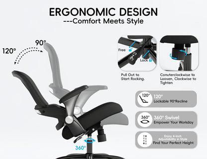 TRALT Office Chair - Ergonomic Office Chair with Back Support, Home Office Desk Chairs, 330lbs Wide Seat Big and Tall Office Chairs, Comfy Desk Chair for Work, Study, Office, Gaming (Black)