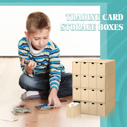 Cholemy Trading Card Storage Box 15000+ with 70 Cardboard Storage Divider, Label Sticker for Collection Compatible with TCG, Sport Cards(4 Row, 4 in A Row,Yellow)