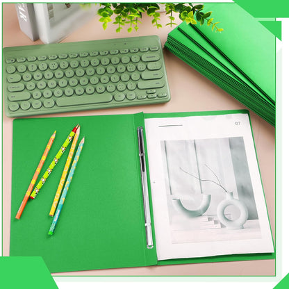 Zhanmai 15 Packs 8.5'' x 11'' Pressboard Report Covers, Metal Prong Fastener with Compressor, Letter Size 3'' Capacity Presentation Report Folder to Neatly Bind Reports, Proposals, Documents(Green)