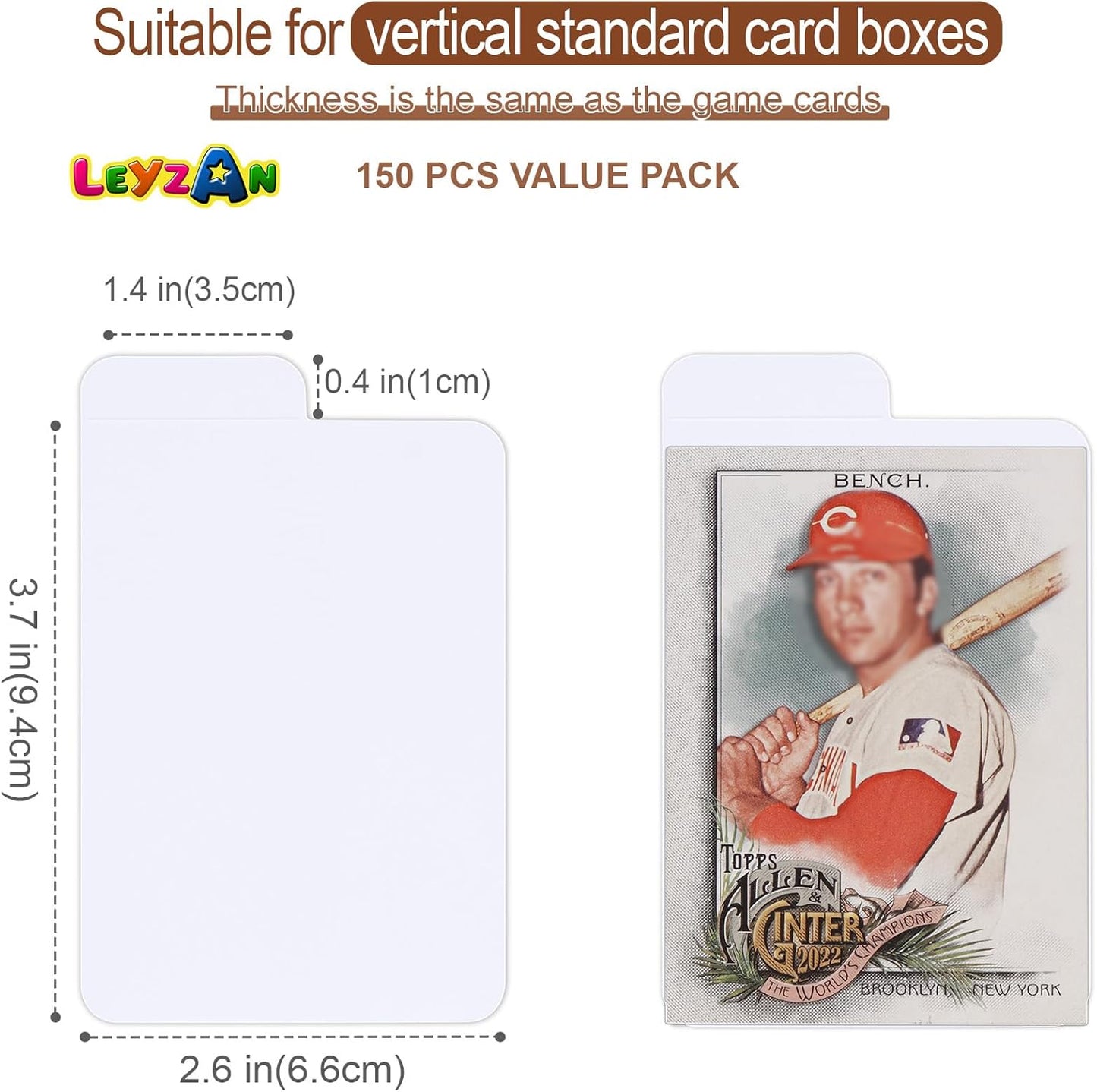 Trading Card Dividers, 150PCS Paper Divider Cards for Storage Boxes, Baseball/MTG/TCG/Sports/Game Cards Organizer, Standard Card-Vertical