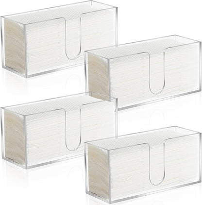 4Pack Acrylic Countertop Paper Towel Dispenser, Folded Paper Towel Dispenser Clear Trifold Napkin Holder, Suitable for Z-fold, C-fold or MultiFold Trifold Paper Towels for Bathroom Toilet and Kitchen