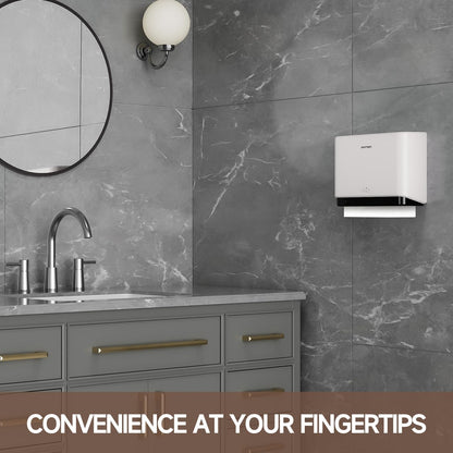 200-Sheet Wall-Mounted Paper Towel Dispenser, Fits Multi-Fold Towels up to 10x3.1 Inches, Perfect for Home & Business (White)