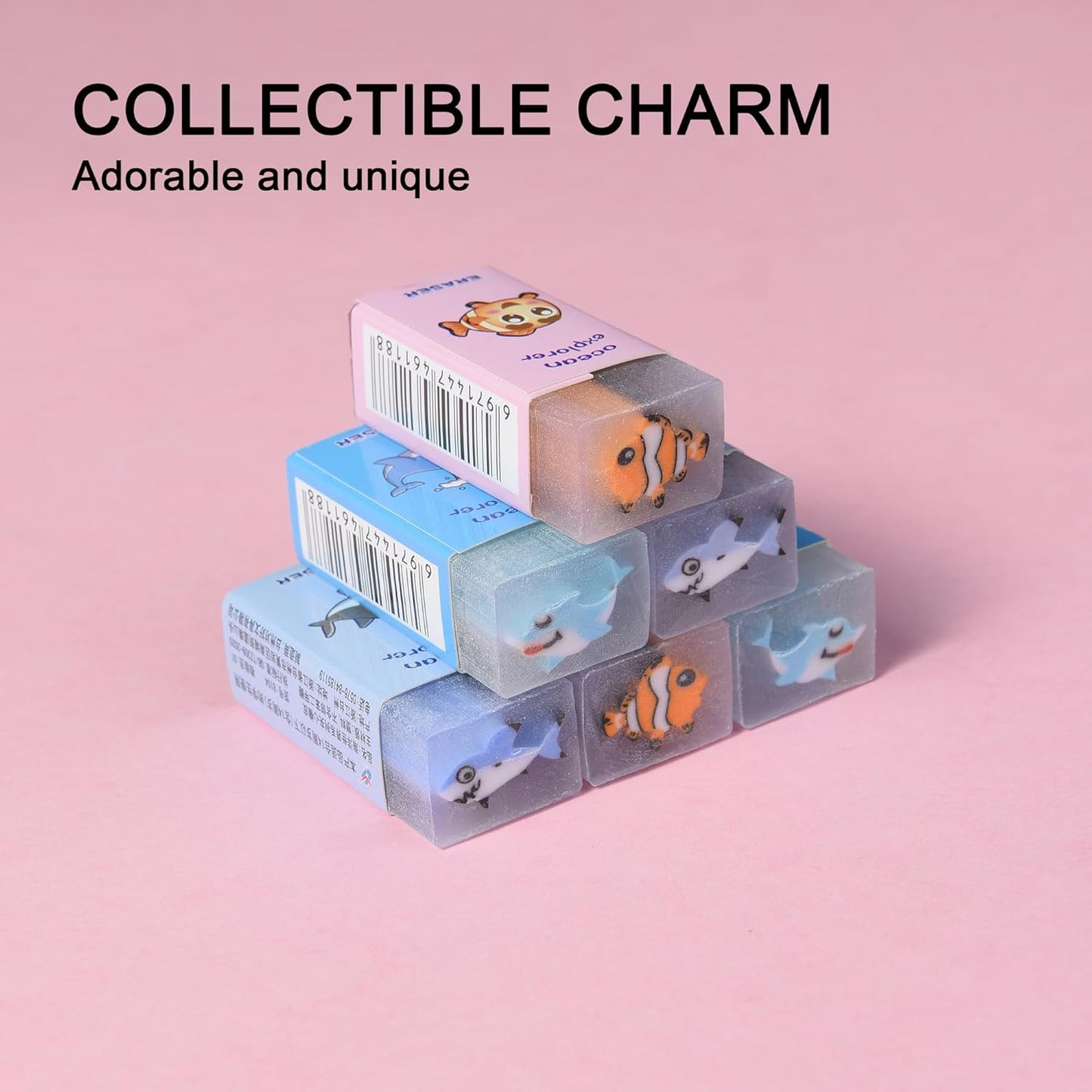 18Pcs Cute Sea Animal Erasers for Kids Bulk, Kawaii Fun Pencil Jelly Erasers for School Classroom Supplies Prize Gifts Party Favors