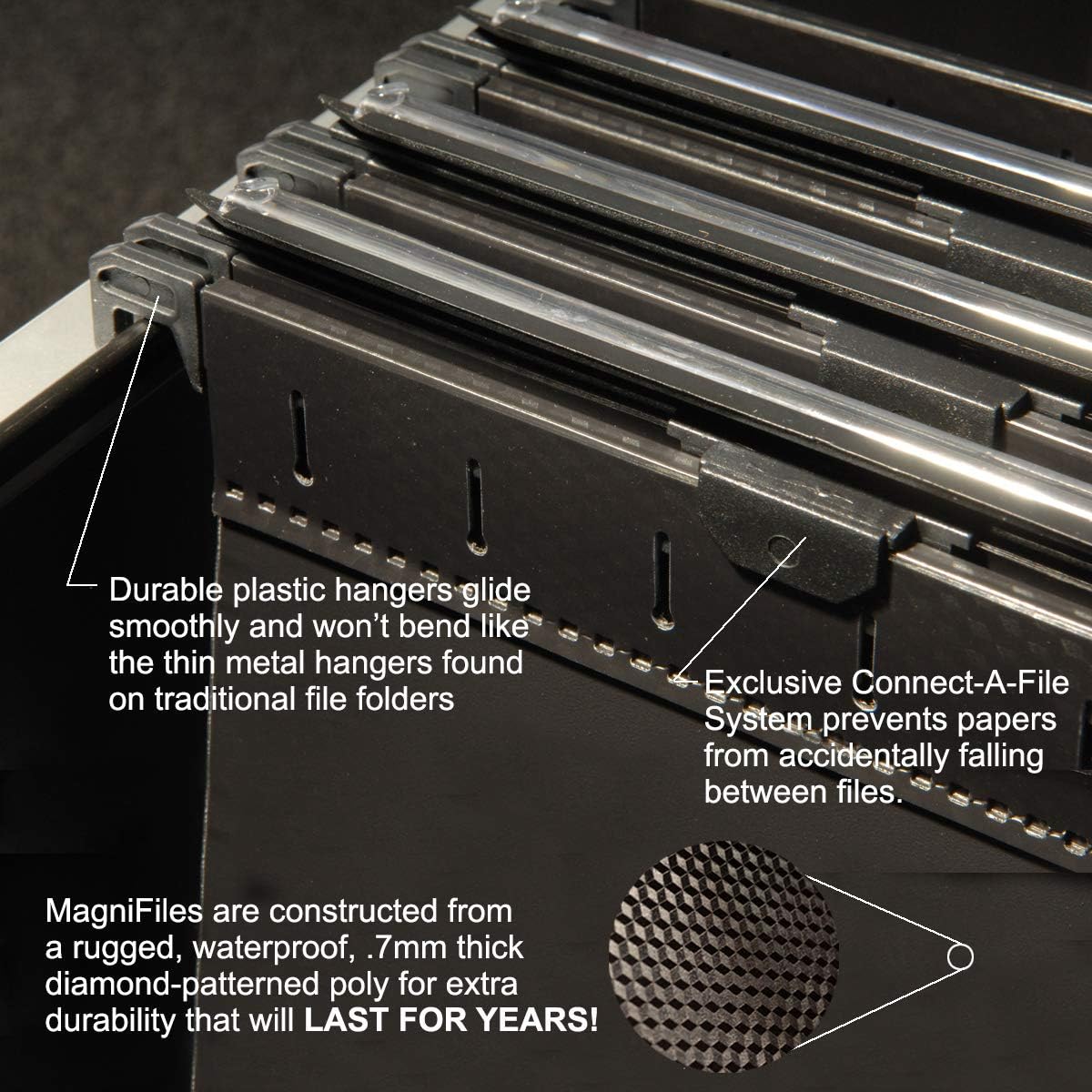 Ultimate Office MagniFile Extra-Capacity Hanging File Folders, 2" Box-Bottom, Letter Size, Feature Wrap-Around Bungee Security Cord (Set of 8)