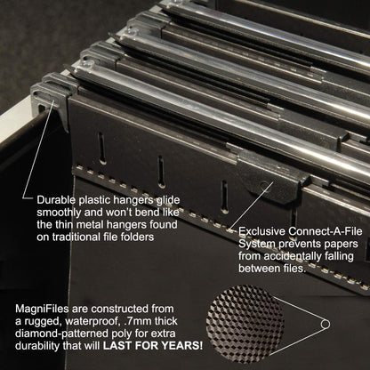 Ultimate Office MagniFile Hanging File Folders (Black, 1" Box-Base, Set 2)