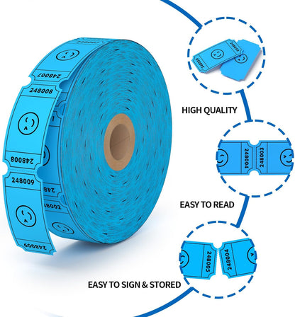 Methdic 1000 Smile Raffle Tickets Blue, Single Roll, Ticket for Events, Entry, Class Reward, Fundraiser & Prizes