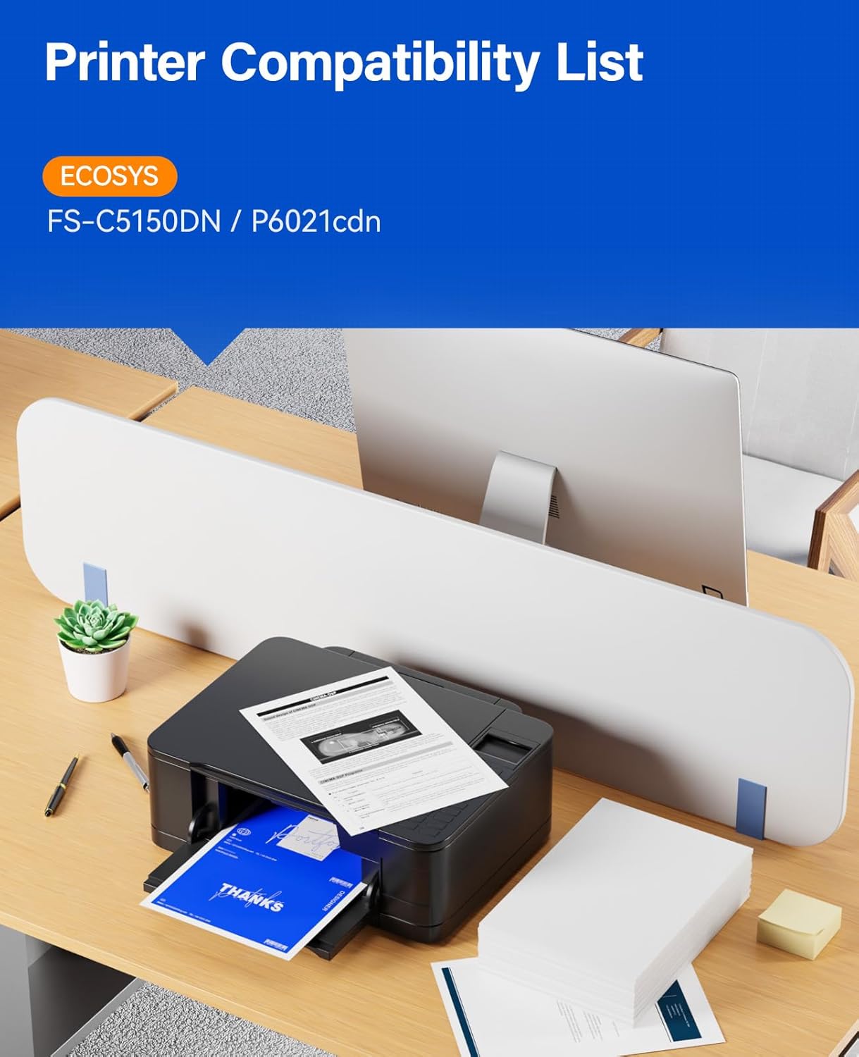 TK-582 TK582 Toner Cartridge Set 4-Pack High Yield Replacement for Kyocera TK-582K TK-582M TK-582C TK-582Y Ink Compatible with Kyocera ECOSYS P6021cdn PRINTER FS-C5150DN Printer Copy Black Color Cyan