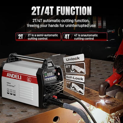 ANDELI Plasma Cutter, Non-Touch Pilot Arc HF 50A Plasma Cutting Machine,4.05'' Larger LED Display,5/8" Clean Cut, Post Flow Mesh,Plate Cutting/Grid Cutting/Marking 110/220V,2T/4T for Beginners DIY