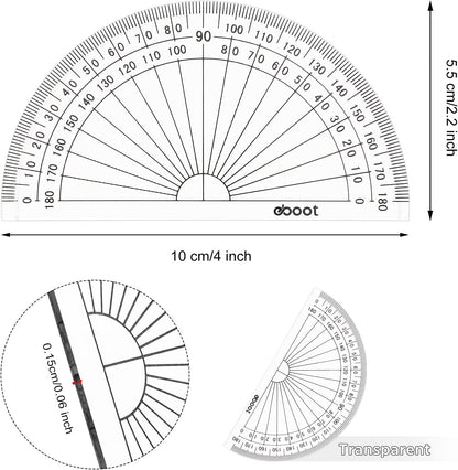 Zonon 100 Pcs 4 Inch Clear Plastic Protractor Bulk Math Protractors Set 180 Degrees Geometry Drafting Tools for Classroom Industry Office Back to School Supplies