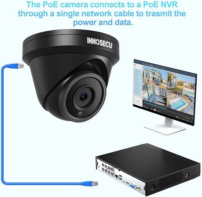 5MP IP PoE Camera, Security Dome Surveillance Camera Outdoor Indoor, 2.8mm Lens Wide Angle 110°, Night Vision 100ft, Built-in Mic, Smart Human/Vehicle Detection, IND5GR93A-B (Black)