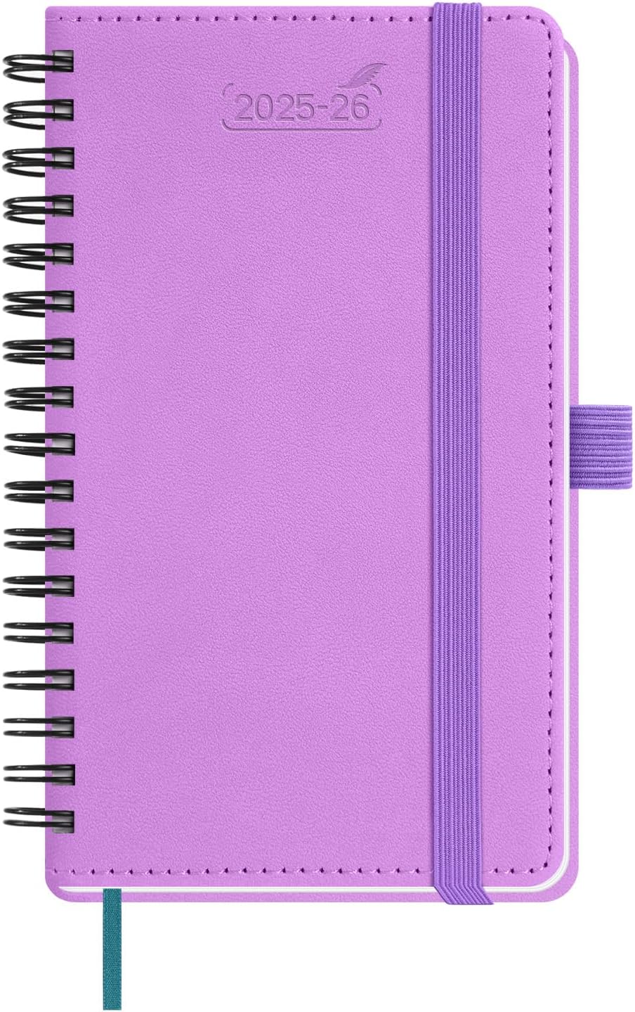BEZEND Pocket Planner 2025-2026 Weekly and Monthly, 3.5" x 6" Academic Planner (Jul 25-Dec 26) 18-Month Mid-Year Calendar Book, Storage Pocket, Pen Holder, PU Leather Softcover, Spiral - Lavender