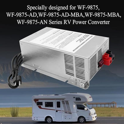 WF-9875 75 Amp RV Power Converter – Deck Mount Three-Stage Smart Charging, Compatible with WF-9800 Series, for RV Trailers Campers & Boats