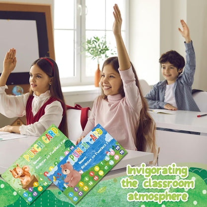 Fumete 400 Pcs Punch Cards for Classroom Reward Cards Behavior Incentive Loyalty Awards for Kids Students Teachers School Business, 8 Styles, 3.5 x 2 in(20 Cute Animal Punches Style)