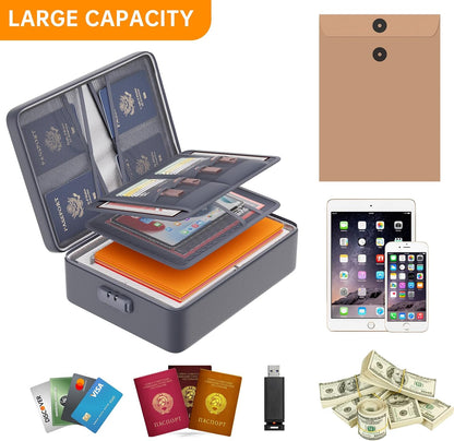 DocSafe 5200°F Document Organizer with Lock,Upgraded Heat Insulated Fireproof＆Waterproof Box 8 Layers File Organizer,Portable Home Travel Safe Storage for Important Documents, Files,Gray (Soft)