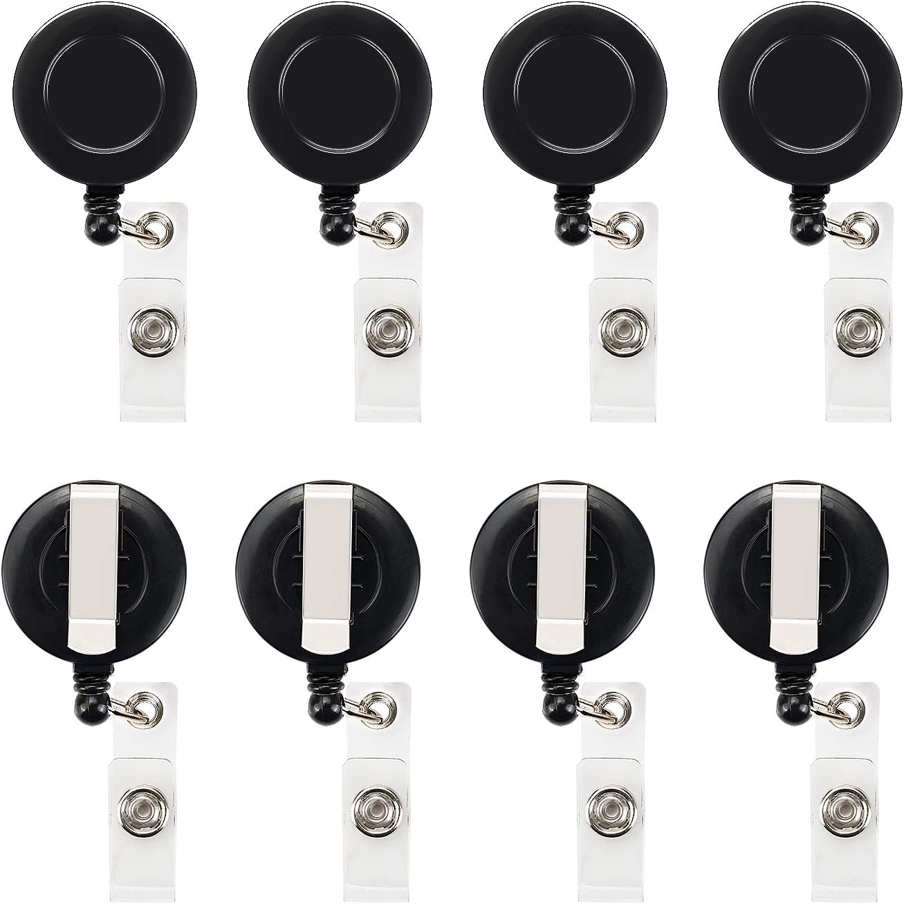 JANYUN 50 Pcs Retractable Badge Reel Clips Holder for Hanging ID Card Name Key Chain (Black)