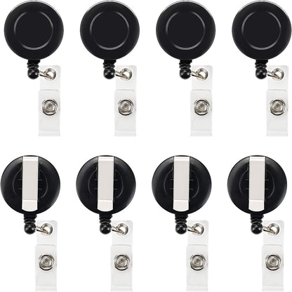 JANYUN 50 Pcs Retractable Badge Reel Clips Holder for Hanging ID Card Name Key Chain (Black)