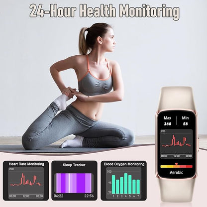 Fitness Tracker with 24/7 Heart Rate, Blood Pressure Blood Oxygen Sleep Monitor, 123 Sports Modes Calories Smart Watch,IP68 Waterproof Step Counter Activity Trackers Pedometer for Women Men