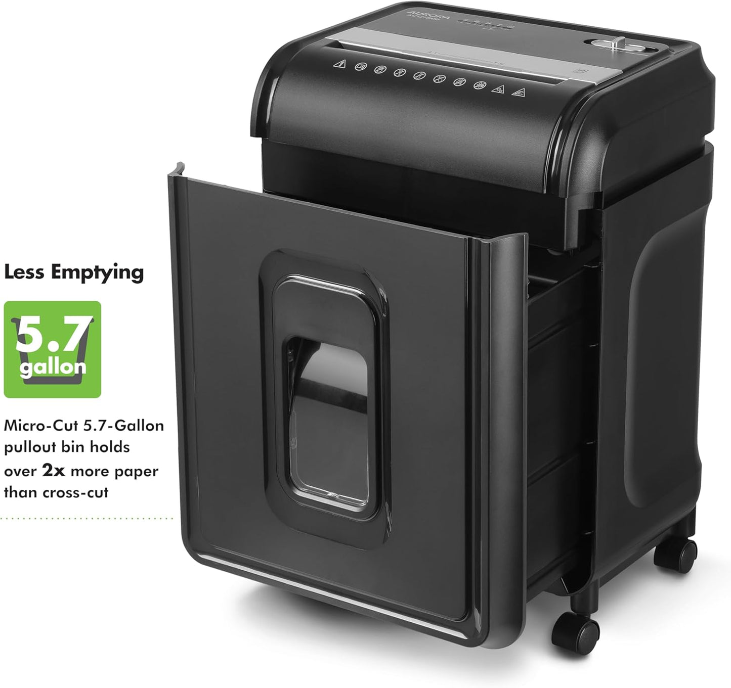 Aurora AU1275MB High-Security 12-Sheet Micro-Cut Paper and CD/Credit Card Shredder/ 5.7-Gallon Pullout Basket/60 Minutes Run Time