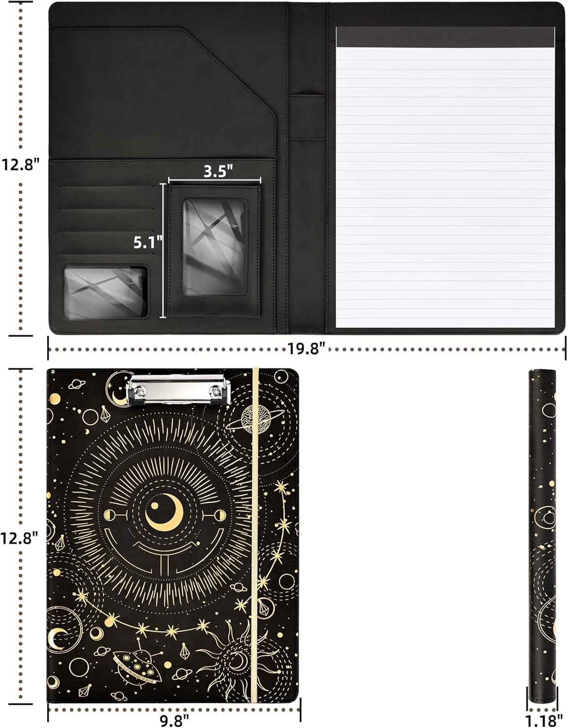 Ospelelf Clipboard Folio with Notepad and Pocket Leather Storage Clipboard Binder Padfolio for Women