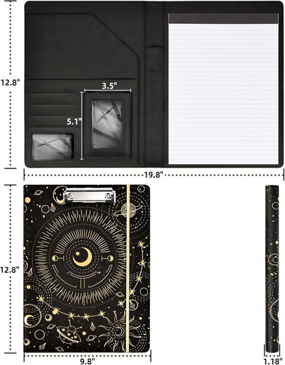 Ospelelf Clipboard Folio with Notepad and Pocket Leather Storage Clipboard Binder Padfolio for Women