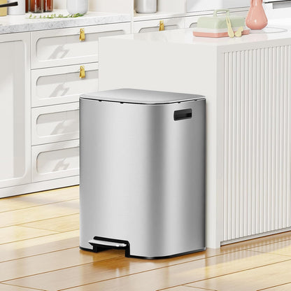 KUK 16 Gallon Kitchen Trash Can with Lid, Heavy Duty Hands-Free Stainless Steel Commercial Step Trash Bin with Removable Inner Bucket, Pedal Rubbish Bin for Home Office and Kitchen, 60L/16Gal