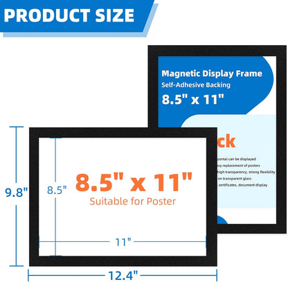 Magnetic Sign Holder 8.5 x 11-10 Pcs Double Sided Magnetic Frames for Refrigerator Reusable Adhesive Frames for Walls Window Door Sign Holder PVC Magnetic Picture Frame Document Holder