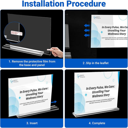 12 Pack Acrylic Sign Holder 11 x 8.5 Horizontal, Double-Sided Clear Sign Holder Plastic Stands for Display, T Shape Acrylic Table Sign Stands for Office Store Restaurants Wedding Party Decoration