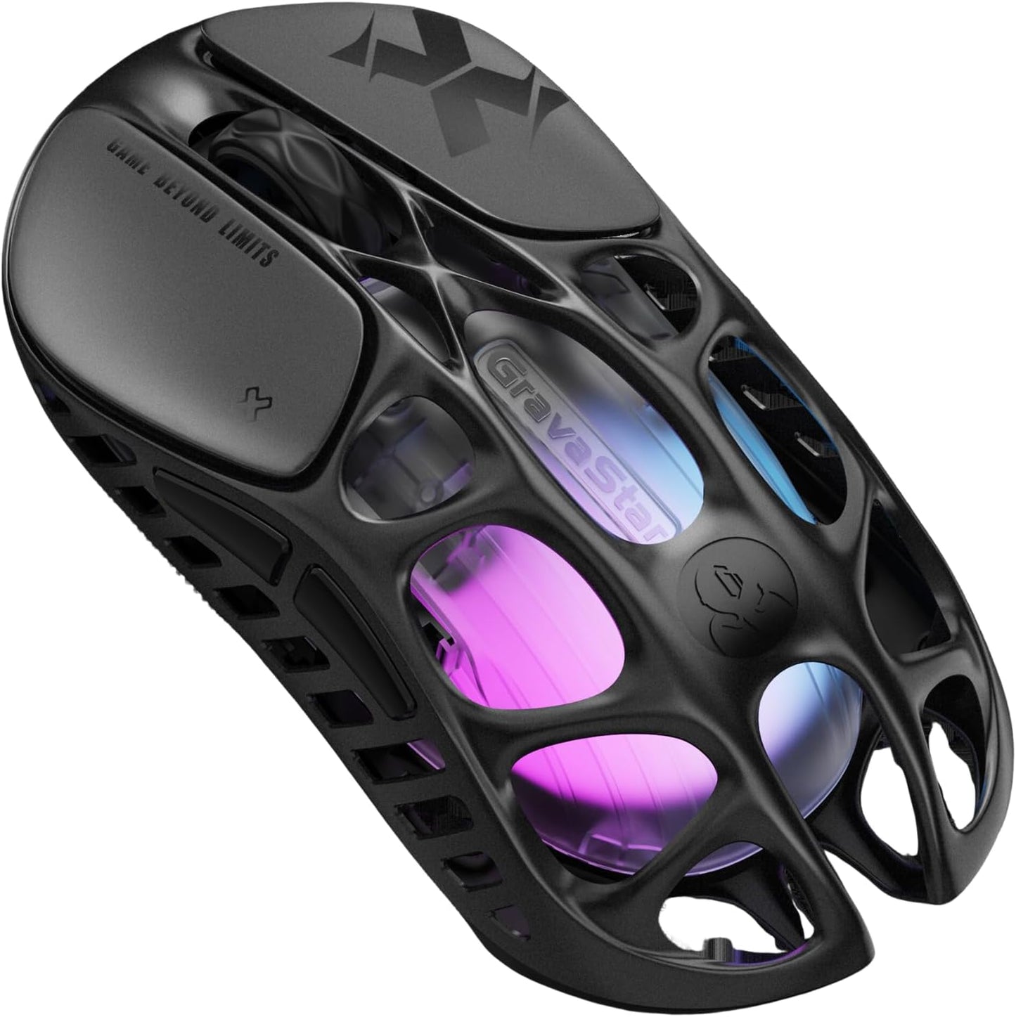 GravaStar Mercury X Wireless Gaming Mouse – 32,000 DPI PAW 3950 Sensor, 1000Hz Polling Rate, Only 49g, Magnesium Alloy Hollow Frame, RGB Lighting, 5 Programmable Buttons