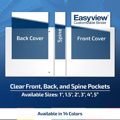 Easyview Premium 3-Ring Binders with Clear-View Covers and Round Rings, Binders for School or Office, 2 Inch, Pack of 6, Royal Blue