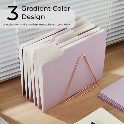 Y YOMA 12 Pack Colored File Folders Letter Size Gradient File Folder with 1/3-Cut Tab Cute Pretty Decorative Heavyweight Filing Folder File Organizers for Office School Home Desktop, Dusty Purple