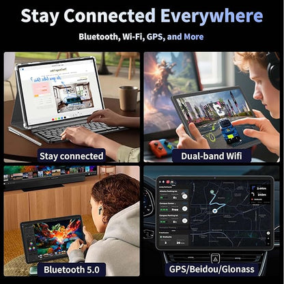 2026 12 Inch Tablet, Android 15 Tablets with Keyboard, 24GB+256GB+2TB Expand, 2K Display, Tablet PC with 5G WiFi, Octa-Core, 8000mAh, BT5.0, GMS, GPS, 2 in 1 Tablets with Case, Mouse, Stylus(Silver)