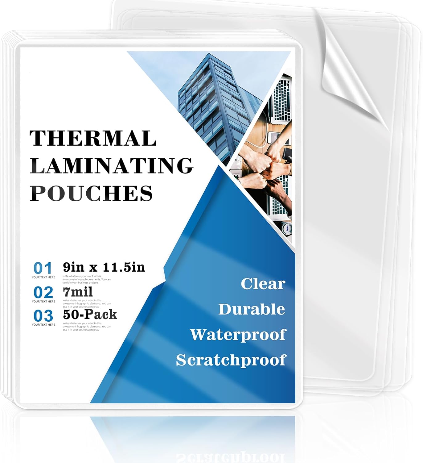 50 Pack 9x11.5inch 7mil Letter Size Laminating Sheets Thermal Laminating Pouches Paper Laminator Sheets File Card Laminator Pouches 8.5x11inch for Permits Cards File Photos (50, 9"x11.5"-7mil)