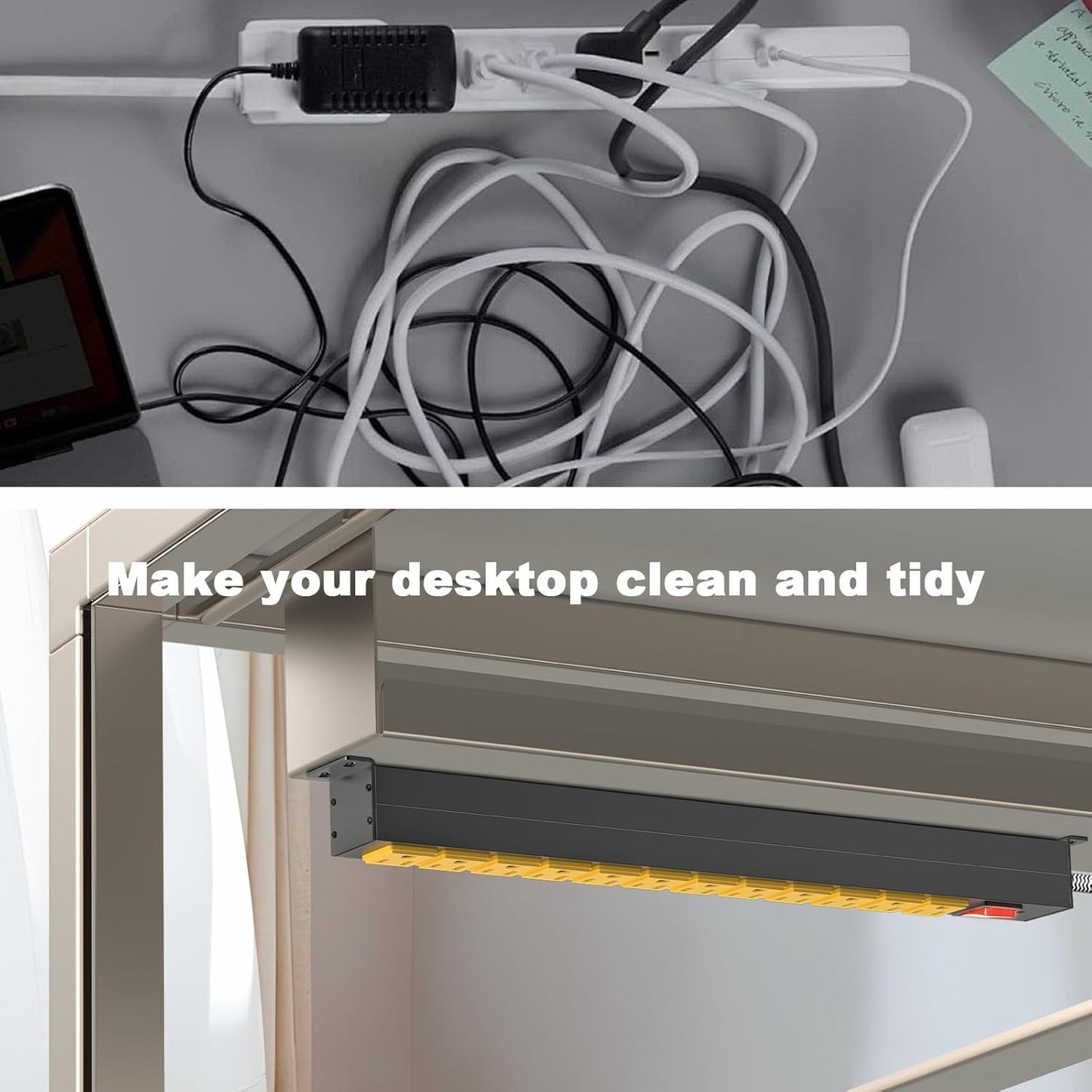 12 Outlet Heavy Duty Power Strip with 15A Circuit Breaker,Metal Wall Mount Power Strip for Garage Workshop Industrial 1200J 15A 125V 1875W 6ft Cord