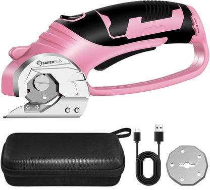 Cordless Electric Scissors,4V Rechargeable Cardboard Box Cutter Heavy Duty Fabric Scissor with Safety Lock & LED Light,Power Rotary Cutter for Leather Carpet Plastic Cutting,Sewing,Crafting