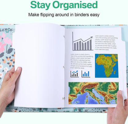 Geyoga 400 Pieces 50 Sets 3 Ring Binder Dividers with Tabs 11. 5 x 9 Inch 8 Tab Dividers for 3 Ring Binders Letter Size Page