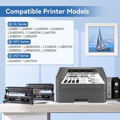 MYTONER Compatible Drum Replacement for Brother DR-830 DR830 Drum High Yield for DCP-L2640DW MFC-L2820DW HL-L2400D HL-L2460DW HL-L2405W HL-L2465DW HL-L2480DW MFC-L2820DW XL Printer, 2 Packs