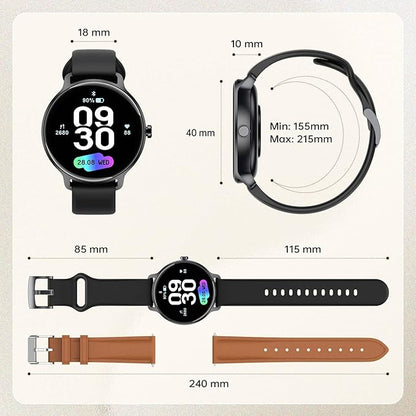 Smart Watch for Women Men, 1.27" AMOLED Screen Smartwatch with Answer/Make Call for iPhone/Android/Samsung, Fitness Tracker with 120+ Sport Modes, Heart Rate/Sleep Monitor, IP68 Waterproof, 2 Bands