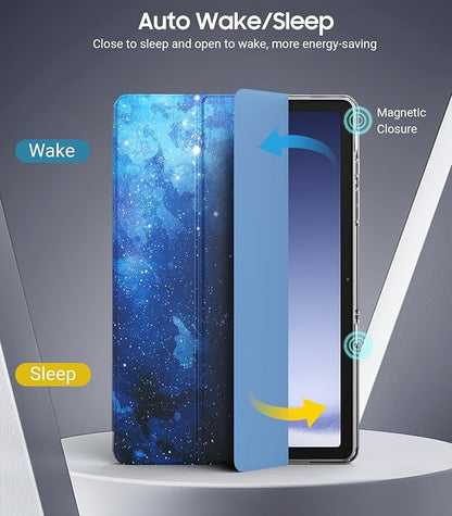 TiMOVO Case for Samsung Galaxy Tab A9+/A9 Plus 11" 2023, Slim Soft TPU Translucent Frosted Back Protective Cover for Galaxy Tab A9+ Tablet SM-X210/X216/X218, Auto Wake/Sleep, Blue Starry Sky