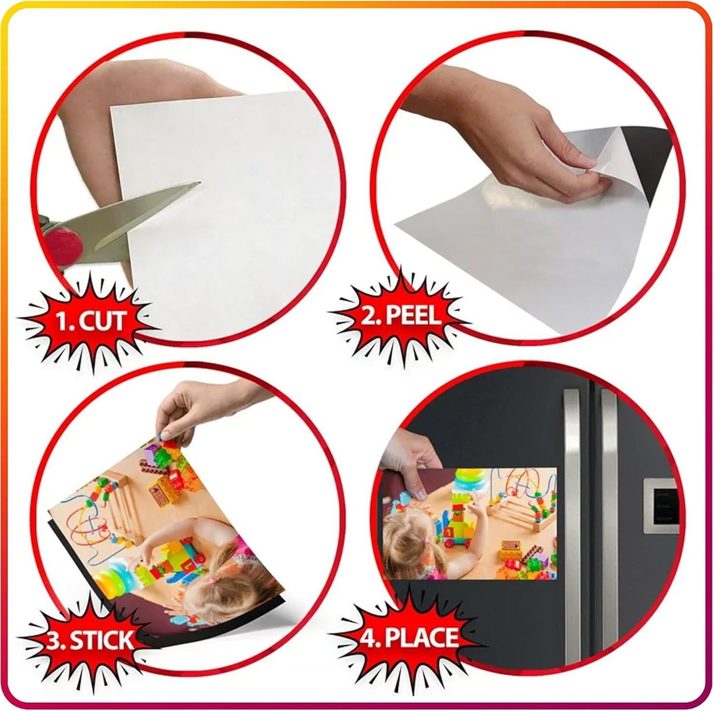 Magnetic Sheets with Adhesive Backing for Crafts, DIY 36 Pack. Strong Craft Magnets 4" x 6" to Make Flexible Magnet Self Sticky Tapes, Strips, Squares, Sheet for School Classroom Board, Fridge, Photos