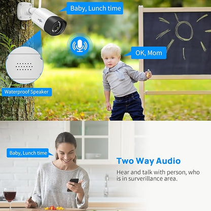 Hiseeu 2.5K 5MP WiFi Security Camera System Outdoor,Expandable 16CH 8MP NVR, 1TB HDD,Spotlight,2 Way Audio, IP66 Waterproof, Motion Alert, DC Power Plug-in, 24/7 Recording