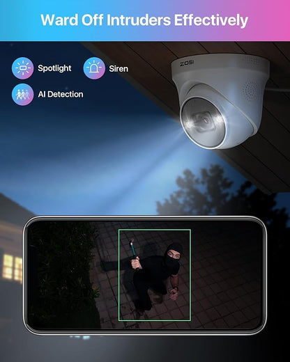 ZOSI 32 Channel 4K PoE Security Camera System,16x 8MP Outdoor Indoor Cameras,2 Way Audio,Color Night Vision,AI Person/Vehicle Detection,32CH 16 Port Commercial NVR 4TB HDD Surveillance for Business