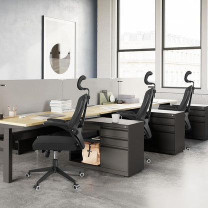 Comfy Office Chair, Home Ergonomic Desk Chairs, High Back Gaming Mesh Computer Chair with Wheels, Lumbar Support, Adjustable Headrest, Flip-up Armrest 350LBS Capacity